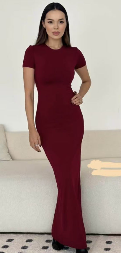 Women's Crew Neck Short Sleeve Maxi Dress
