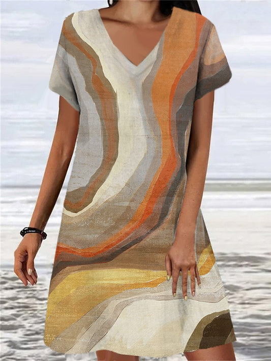 Women's Loose Floral Retro Print Dress