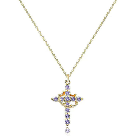 18K Real Gold Plated Copper Cross Necklace With Zircon Stylish And Minimalist Design