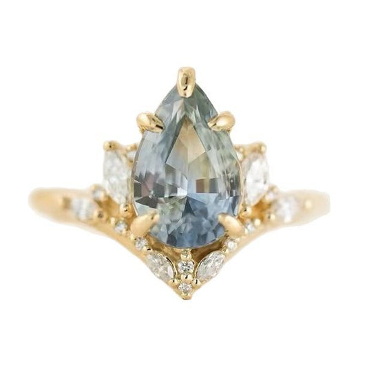 Simple And Elegant Blue Crystal Jewelry Ins Diamond Inlaid Women's Ring