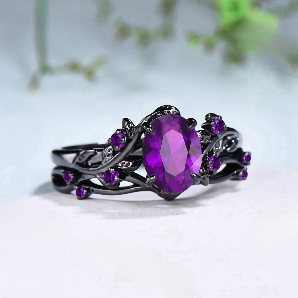 Amethyst Ring Gun Black Rose Branches Cross