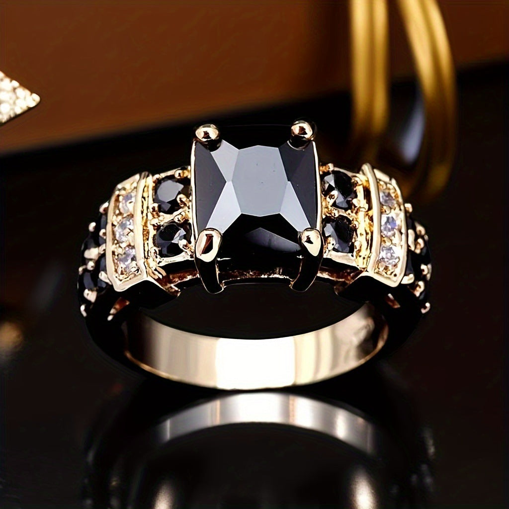 A Stylish Ring Adorned With Multi-colored Square Zircons