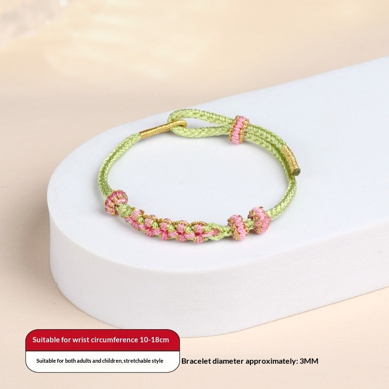 Snake Year Peach Blossom Knot Bracelet For Women Handwoven Wristband