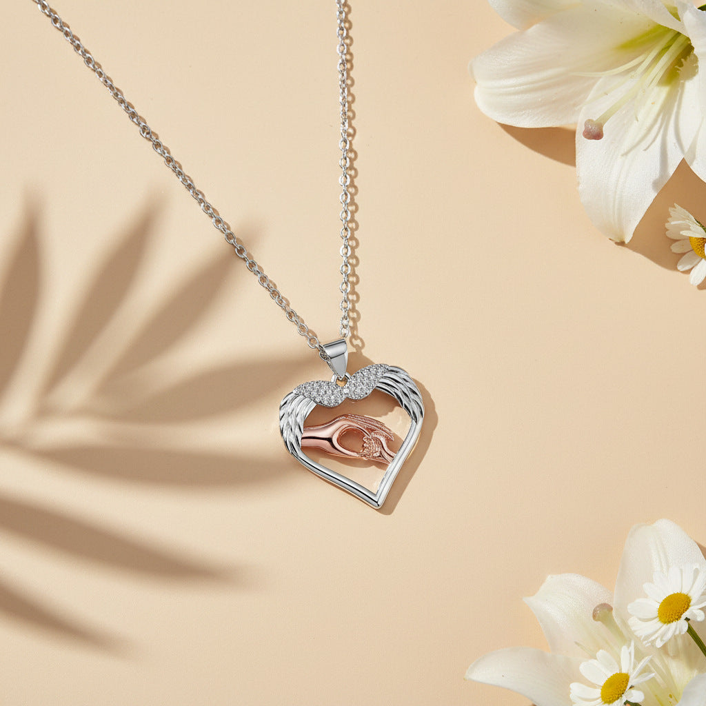 Original High-End Parent-Child Handshake Necklace