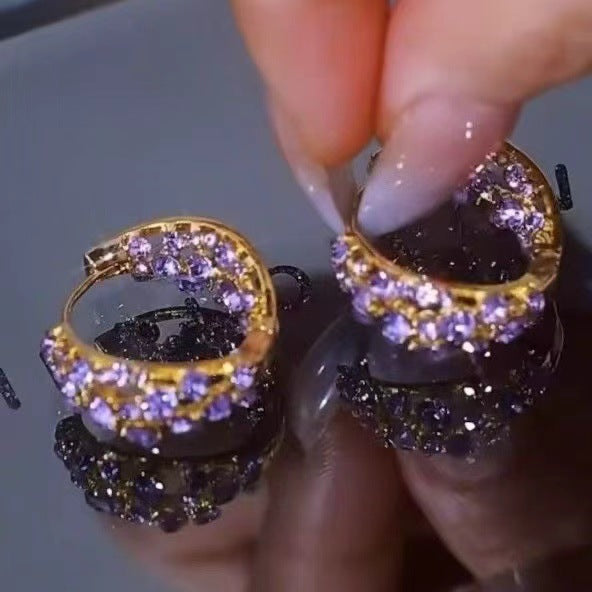 Simple And Gentle Purple Double-sided Earrings