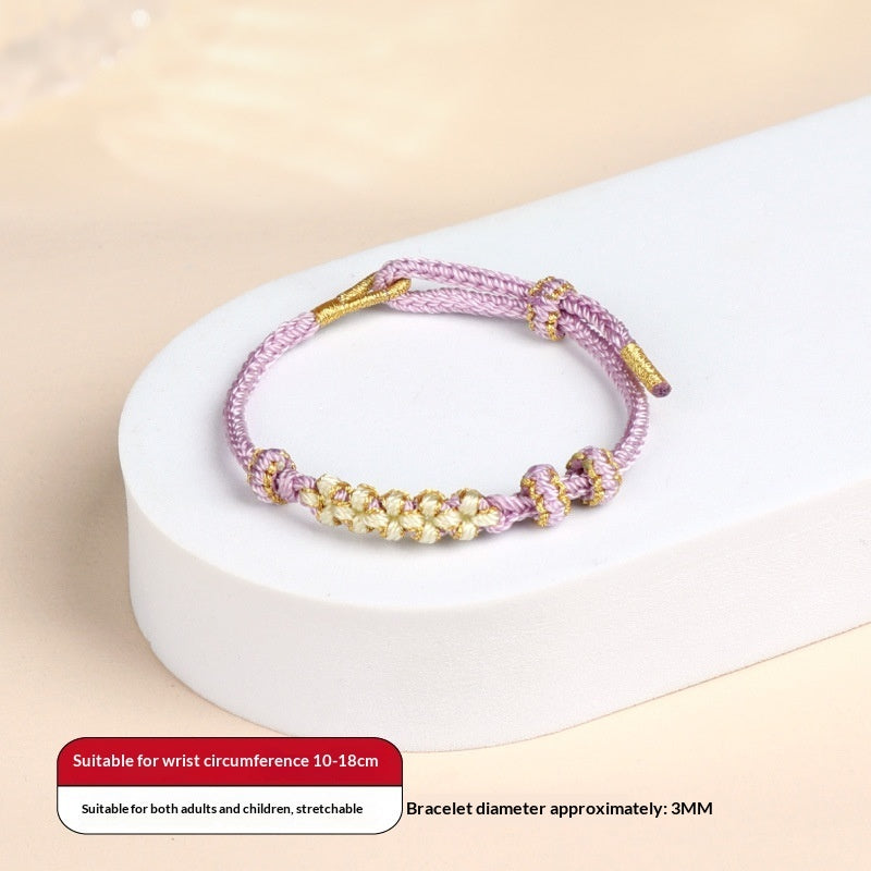 Snake Year Peach Blossom Knot Bracelet For Women Handwoven Wristband