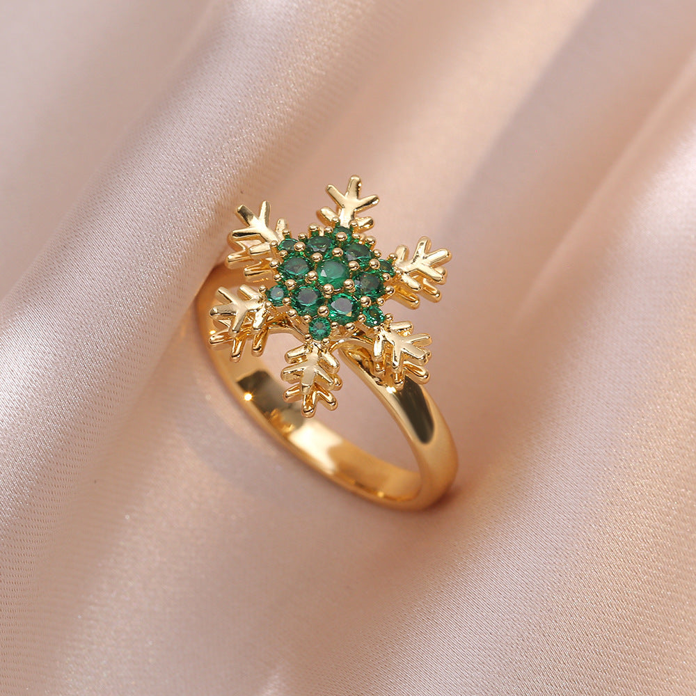 Micro-pave Flower Swivel Zircon Heart Ring