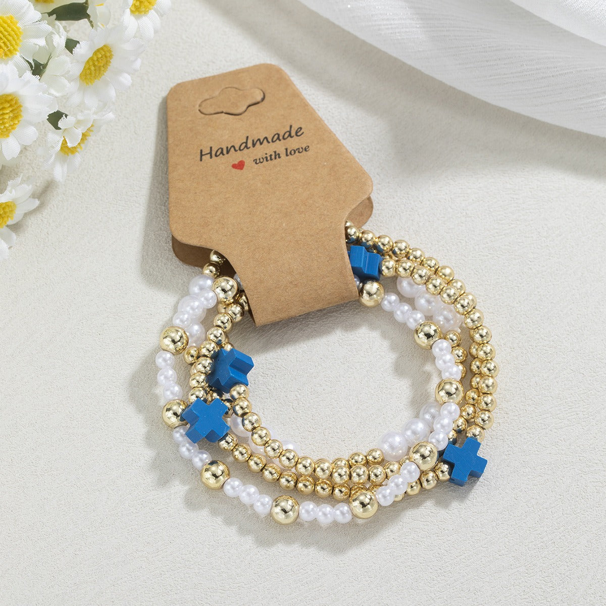 Fashion Cross Seed Bead Handmade Kraft Paper Bracelet