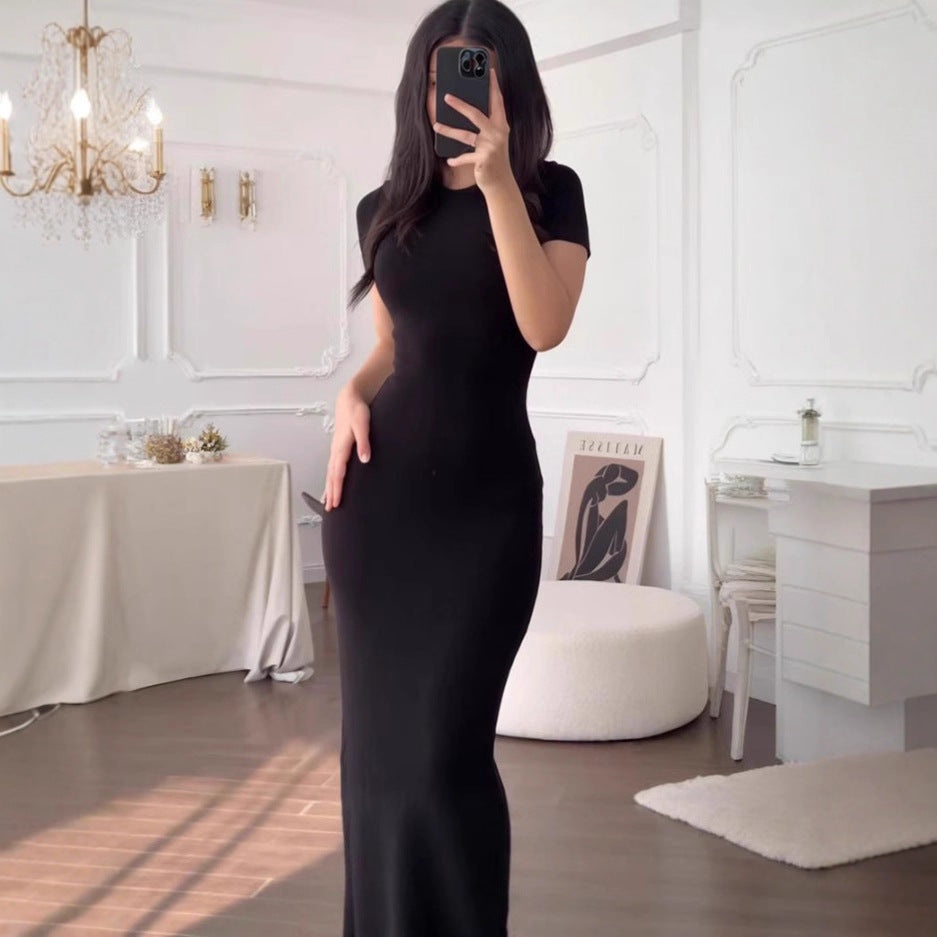 Women's Crew Neck Short Sleeve Maxi Dress